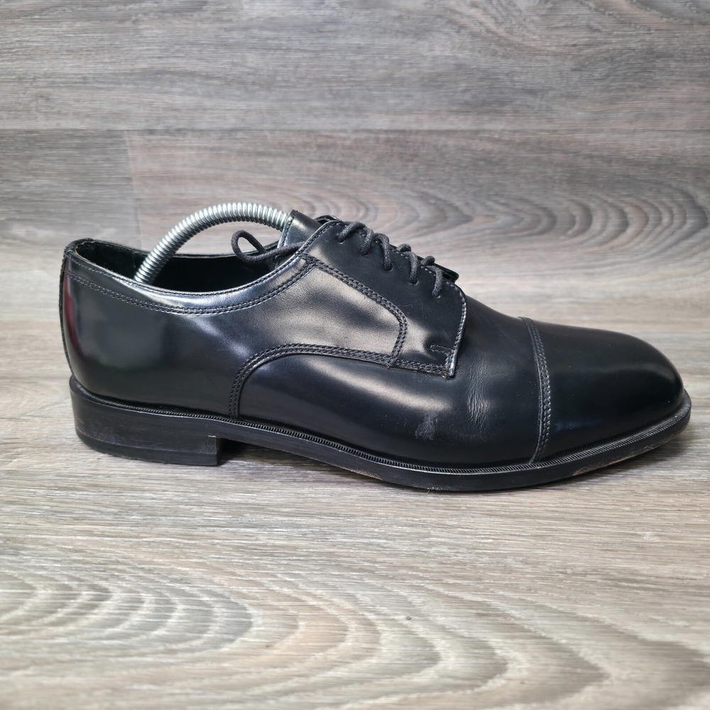 Nunn Bush Dress Shoes Mens 11M Black Black Leather Derby Cap Toe Formal Business